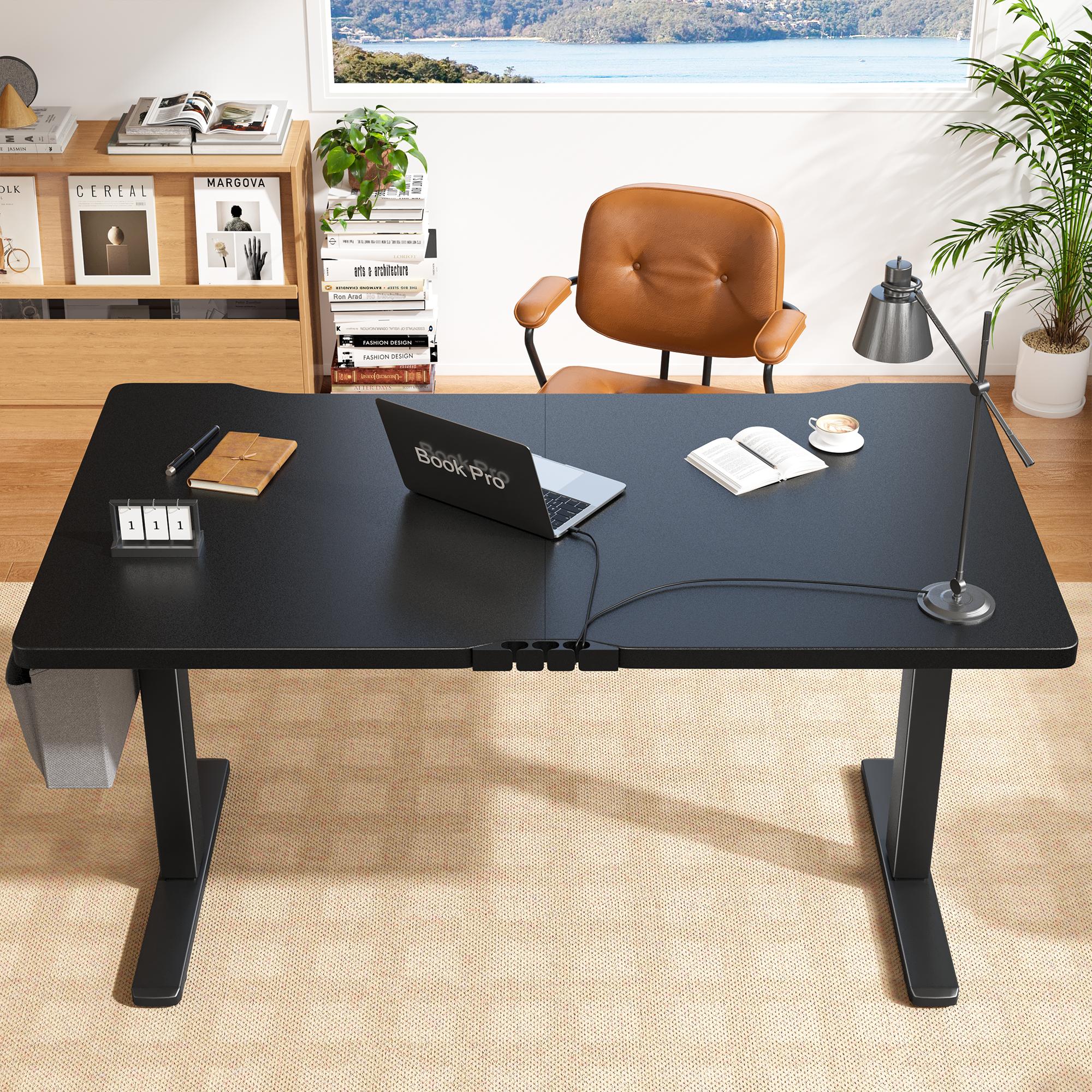 【Smart Memory Height】Raybee Electric Standing Gaming Desk with LED 56'' Sit Stand Up Desk Adjustable Height 3 Memory Preset Computer Home Office Desk with Side Pocket 【Smart Memory Height】Raybee Electric Standing Gaming Desk with LED 56'' Sit Stand Up Desk Adjustable Height 3 Memory Preset Computer Home Office Desk with Side Pocket