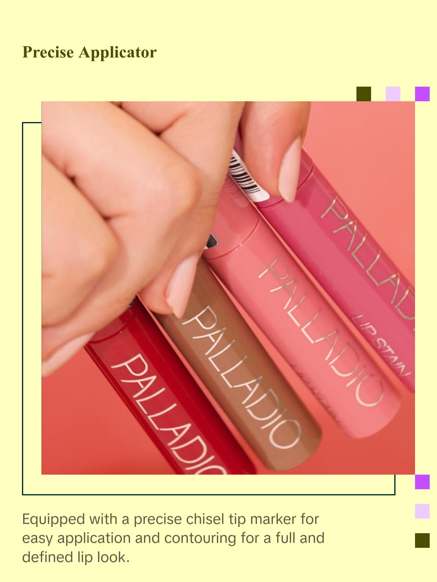Palladio Lip Stain, Hydrating and Waterproof Formula, Matte Color Look, Longlasting All Day Wear Lip Color, Smudge Proof Natural Finish, Precise Chisel Tip Marker