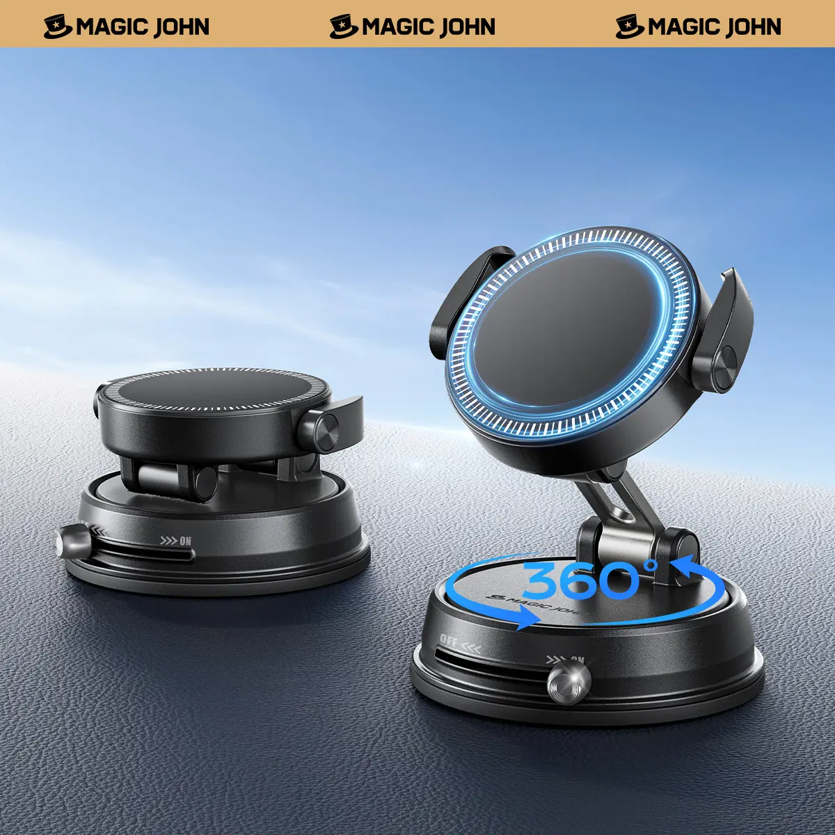 MAGIC JOHN Clip-On Magnetic Phone Mount, Strong Magnetic Grip, Non-Slip Folding Stand, 360° Adjustable, Cars Vehicle Accessories for Car Navigation & Home Use,back to school,back to school haul