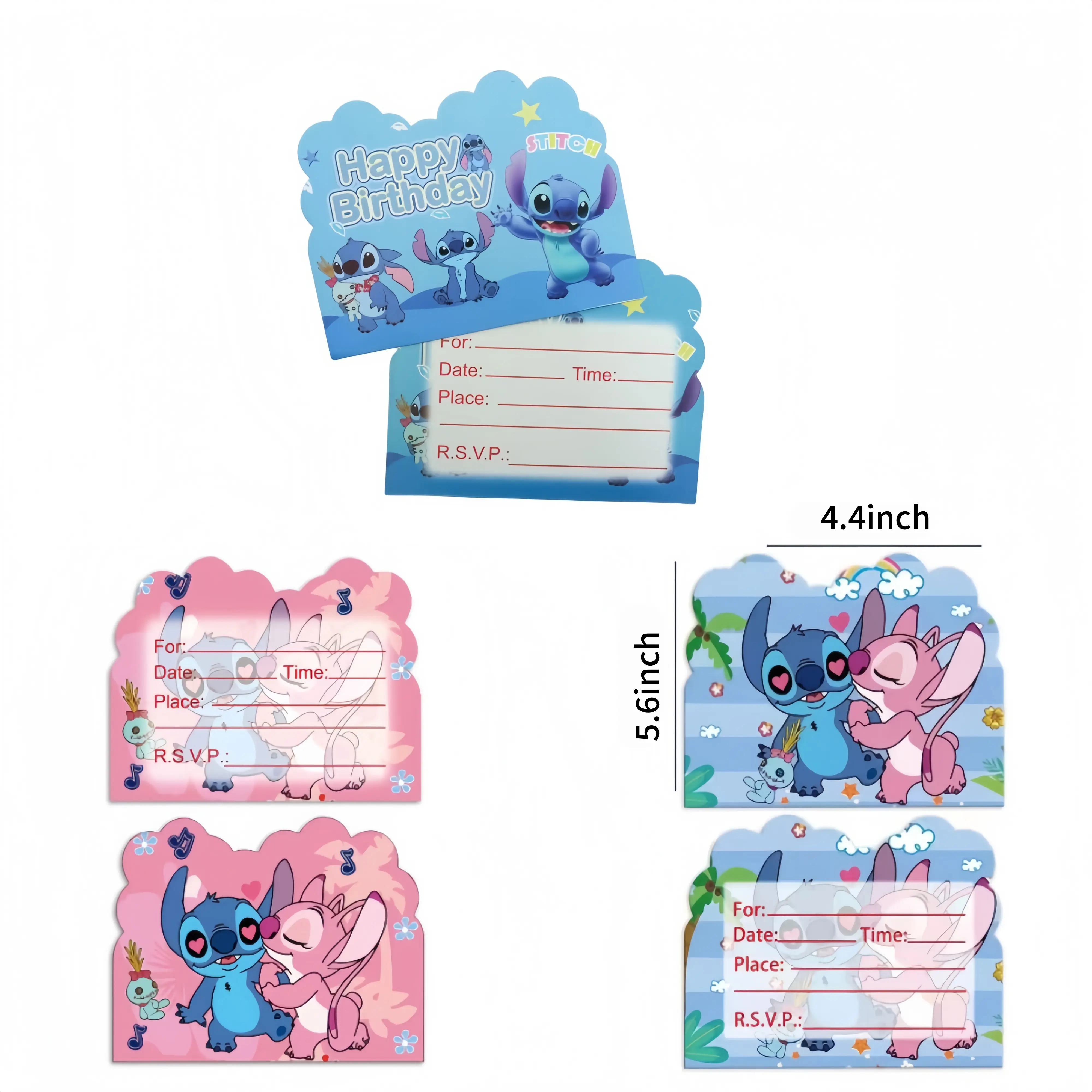 Disney Stitch 30 Count Party Invitation Cards With Matching Envelopes For Birthday And Celebration Party Supplies