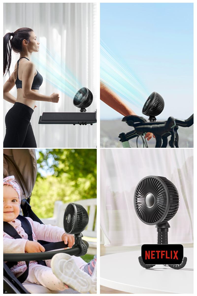 TikTok Shop Black Friday Gaiatop Baby Stroller Fan, Mosquito-Repellent Fan, Octopus Fan-4000mAh Oscillating Portable Fan with Light, 4 Speeds, Battery-Operated, 360° Rotating Tripod, Clip-On for Stroller, Car Seat, Crib, Travel Fans, Tummy Time