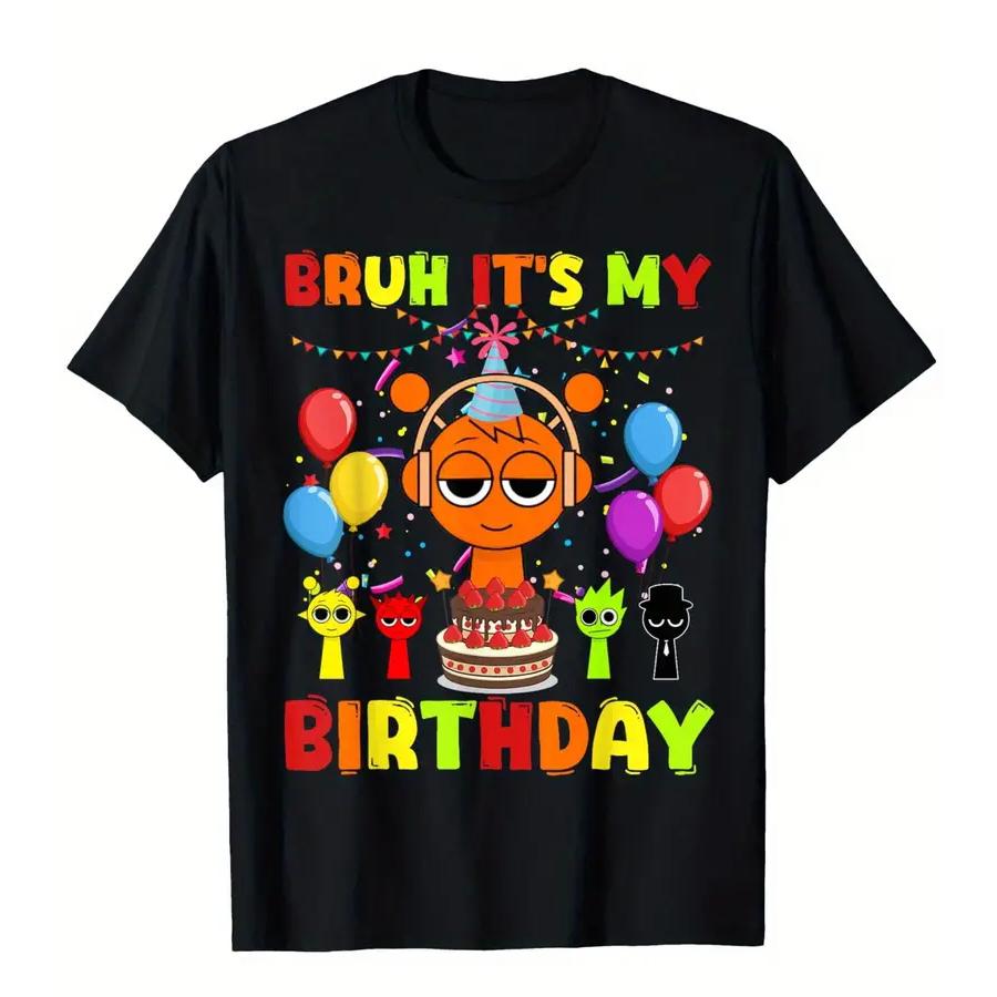 Sprunki Birthday T-shirt Boys Girls Youngsters' Cartoon Character T-Shirt for Kids Fashion Casual Summer Tee Short Sleeve,Birthday Gift,Children's Day Gift