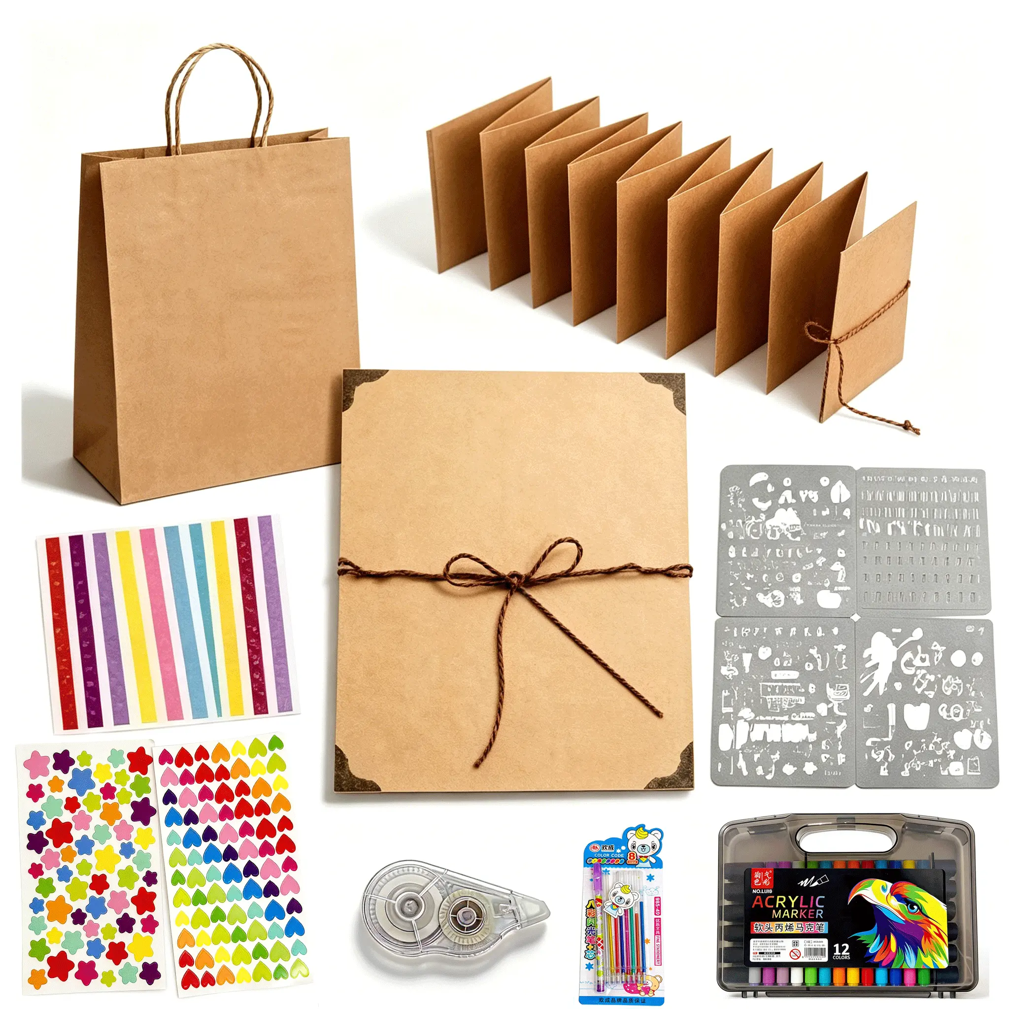 【Back to School】99+ Inch Accordion Foldable Scrapbook Album - Scrapbooking DIY Kit with Stretchable Memory Book, Sticker Album, Art Markers & Supplies, Anniversary Gift for Her, Gifts For Girlfriend