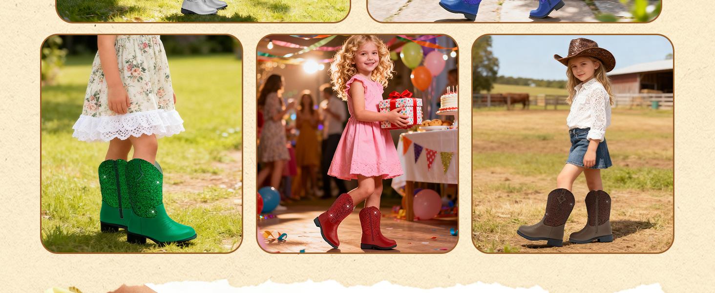 Sparkly Girls Cowgirl Boots Glitter Cowboy Dress Boots for Little to Big Kid Mid Calf Round Toe Birthday Horse Riding Pu Handles Celebrations Sparkly Girls Cowgirl Boots Glitter Cowboy Dress Boots for Little to Big Kid Mid Calf Round Toe Birthday Horse Riding Pu Handles Celebrations