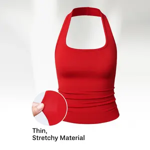 OYV Hanging Neck Camisole Tank Top For Women Sexy Backless U Neck Camisole Basic Casual Fitted Cropped Tank Tops Shirts