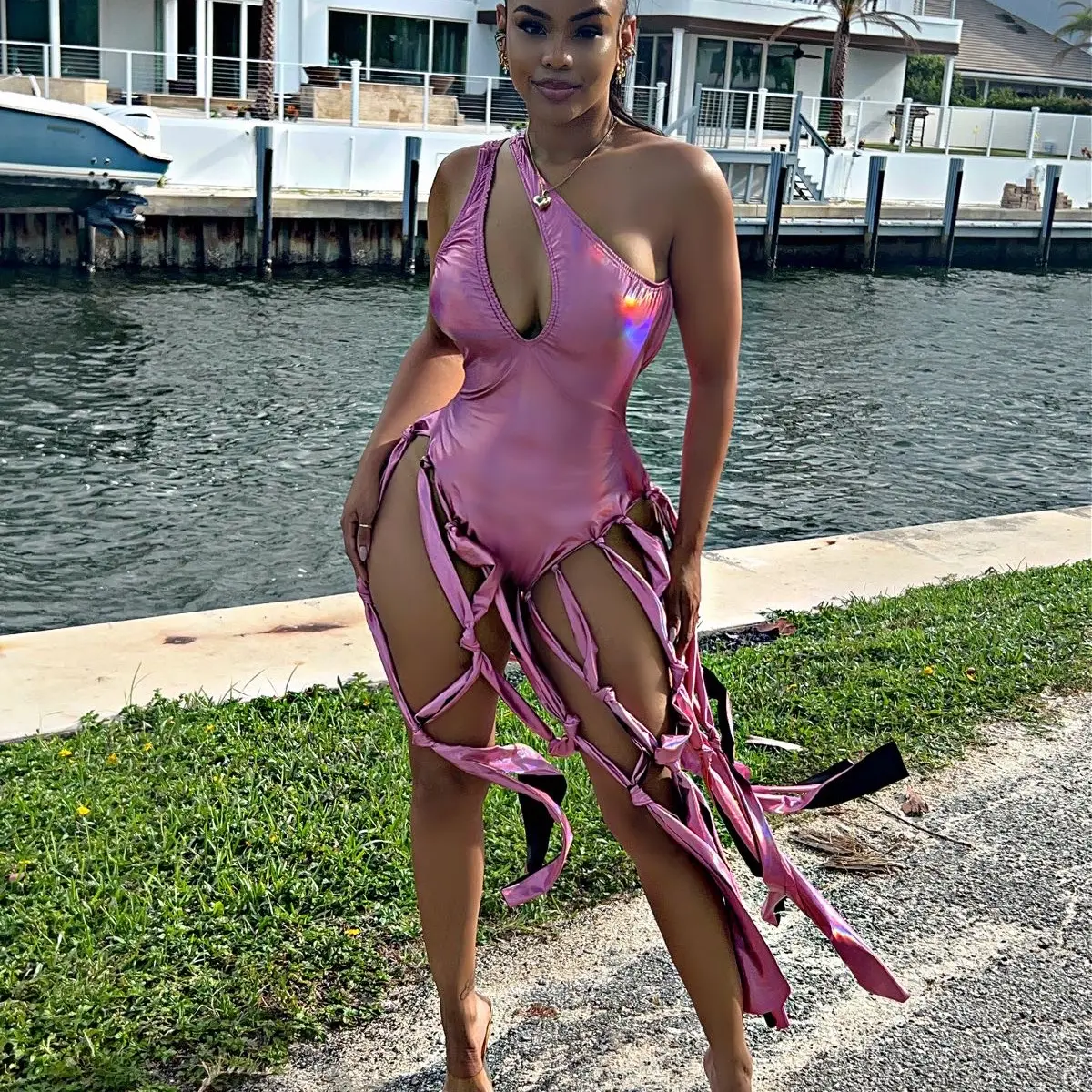 The Imperial Luxe Fringe Leotard (Unicorn Pink) Bodysuits Swimsuit