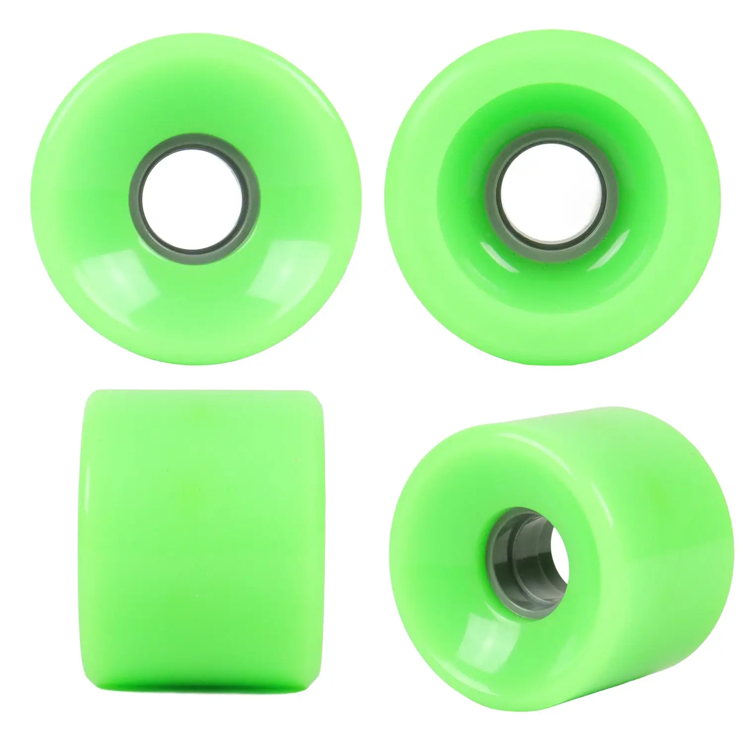 Longboard Wheels 65mm x 51mm 80A Neon Green 4-Pack
