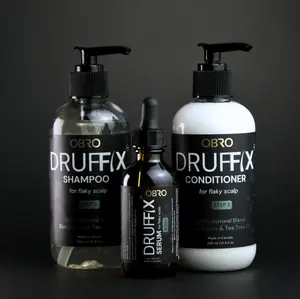 OBRO Druffix 3-Step Dandruff Repair Routine - 100% Naturally Derived Dandruff Routine for Flaky Scalp