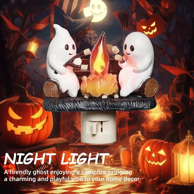 Breamies Ghost Campfire Flickering Halloween Night Light, 3D LED Small Electric Faux Campfire Night Light, Halloween Nightlight Indoor Decorations,Funny indoor/Interior Decoration,Candle gift,Atmosphere Ornaments