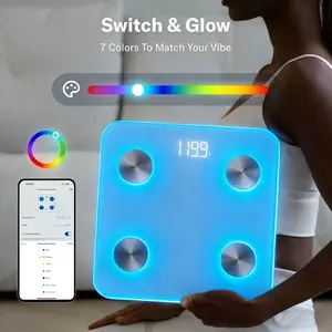 Smart Digital Bathroom Scale with BMI Bluetooth Body Fat Analysis 20-inch App Sync Accurate G-sensor Weight Monitor for Healthcare