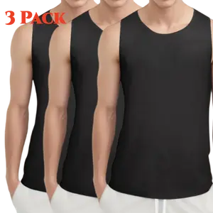 3 Pack Men's A-Shirts 100% Cotton Ribbed Underwear Tank Top Solid Casual Menswear S-3XL Regular Big & Tall Workout Breathable Sleeveless Plain Classic