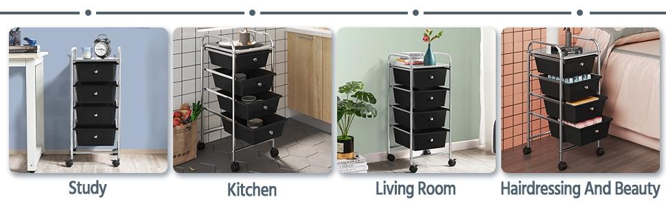 【Heavy Duty】Yaheetech 10-Drawer Rolling Storage Cart with Lockable Wheels Versatile Multi-Purpose Organizer for School Office Home Beauty Saloon Craft Free Gloves