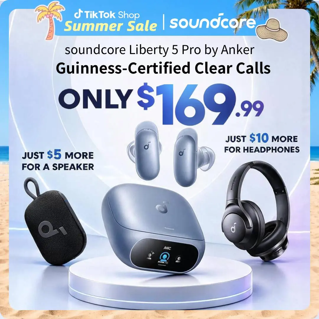 soundcore Liberty 5 Pro by Anker True Wireless Earbuds - Guinness World Records-Certified Call Quality, ANKER Thus AI Chip, Active Noise Cancelling (ANC Headphone), In-Ear Bluetooth Earbuds, Crystal-Clear Calls for Noisy Environments