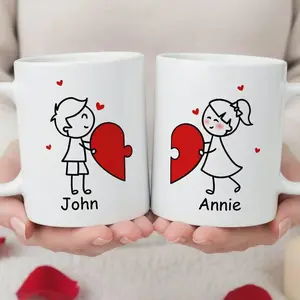 You Complete Me Coffee Mug, Custom Couple Mug, Cute Happy Valentine's Day Gifts for Boyfriend Girlfriend Him Her