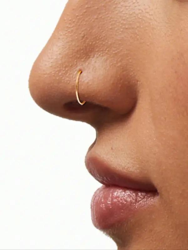 Women And men Fake Piercing Nose Ring Gold Stainless Steel D-Type Simple American Style Personalized Letters Hip-Hop Street Style Non Perforated Accessories Fake Nose Studs Women And men Fake Piercing Nose Ring Gold Stainless Steel D-Type Simple American Style Personalized Letters Hip-Hop Street Style Non Perforated Accessories Fake Nose Studs