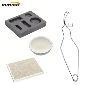 4Pcs  Professional Crucible kit With Graphite Ingot Molds Honeycomb Ceramic Boards Professional Metal Smelting Kit Ideal for DIY Jewelry Making & Repair