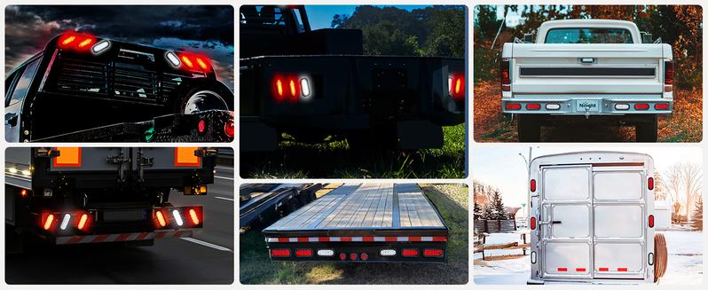 Nilight 6 Inch Oval Trailer Tail Light 6PCS Red White 10LED with Flush Mount Grommets Plugs IP67 Waterproof Brake Turn Signals Reverse Lights for RV Truck Trailers Vehicle