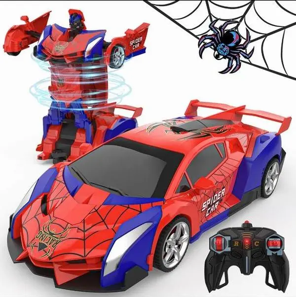 KismeT Shop Blue Jay Spider-Man Transformer RC Car 1:18 Scale 2.4GHz Remote Control 360° Rotation One-Key Transformation for Ages 4-8 Perfect Gift Rc Controlled Rc Vehicle Rc Stunt Cars double wide trailer home rc