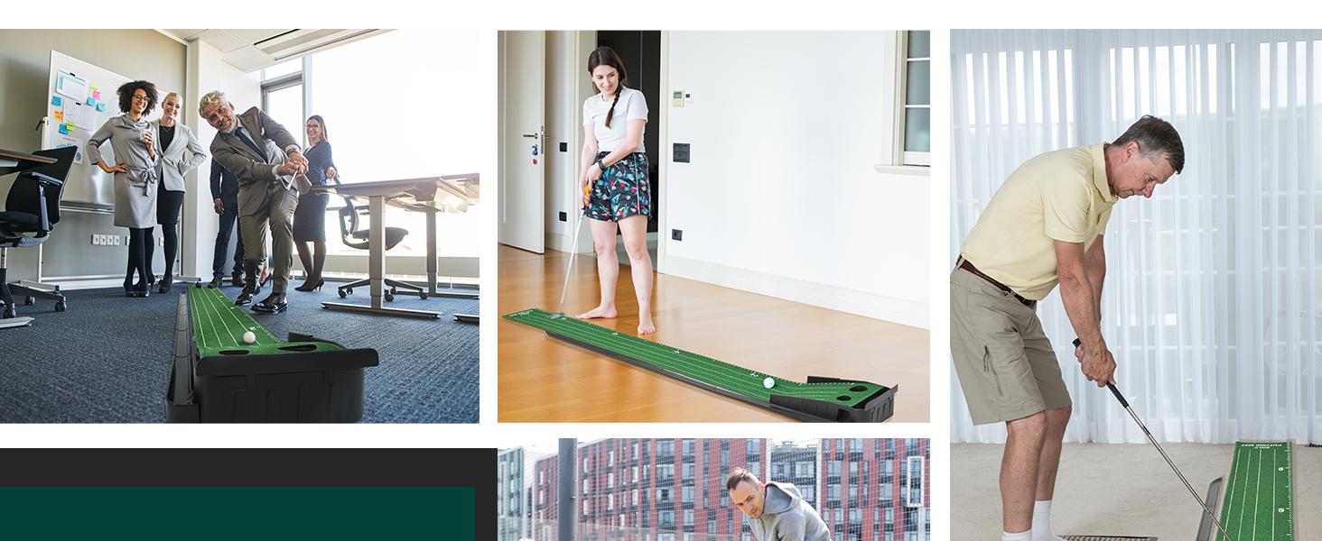 ROPODA 9ft Portable Putting Green with Auto Ball Return Function, Includes Portable Putting Mat, Ideal for Home and Office Use