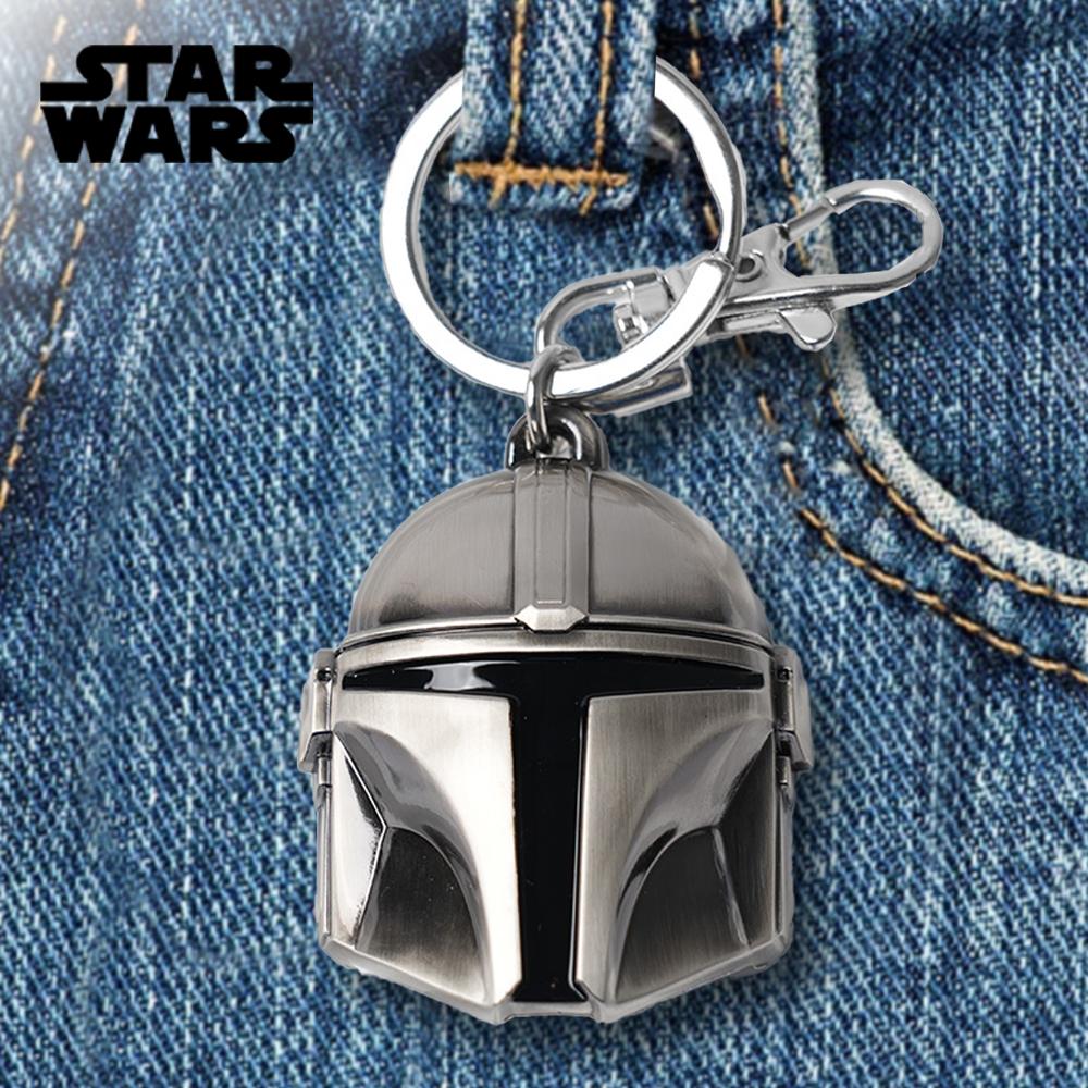 Star Wars Keychain Silver Metal Alloy Bag Clip Official License 1pc Boba Fett The Mandalorian Din Djarin Helmet Grogu Yoda 3D Carving Keyring Movie Collection Explore Space Gifts Drop-proof Key Chain