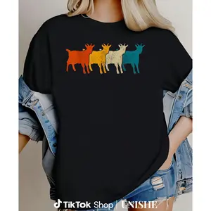 Vintage Farm Animal Goat Tee – 100% Cotton Casual Short Sleeve Shirt