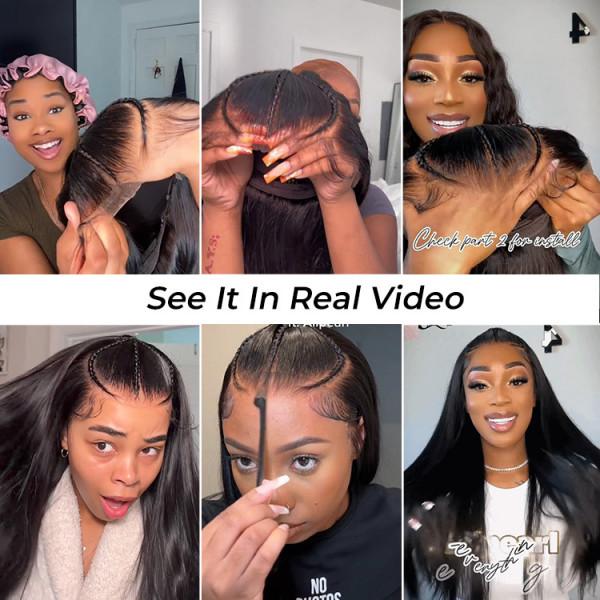 Wiggins Hair Straight Lace Closure Wig Pre Braided Wig Stylist Wig Pre Cut Ready To Go Glueless 6x8 Lace Closure Wig Human Hair Braided Wig