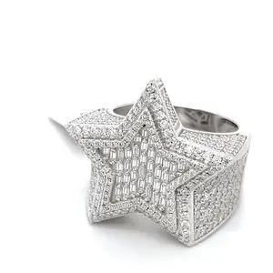 BALLER!! 5.22TCW Moissanite Flooded Mens Star Ring!! 925 Sterling Silver - Sz 8-12 (SG-70)