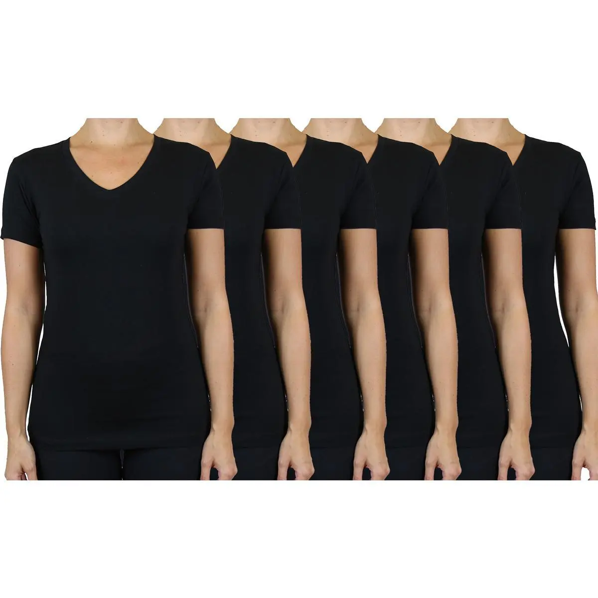 (V-Neck Stretch)Black x6