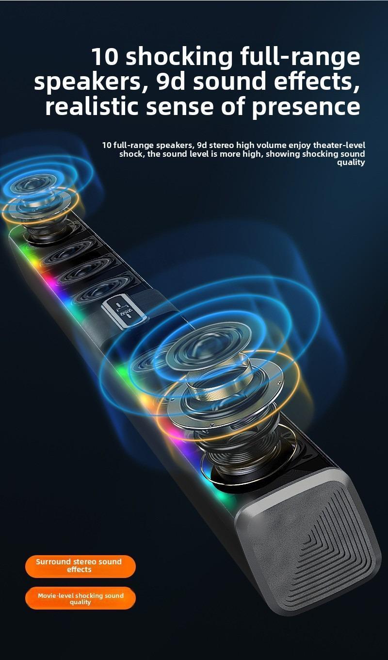 HUICHANG 10-Speaker RGB Soundbar – Wireless Bluetooth 5.3 Slim 34.6” Design, Deep 9D Bass, TWS Stereo, Piano Black Finish, AUX/USB/Coaxial Inputs, Perfect for Home Theater, TV, Gaming & Party Smartphone Audio,Black Friday, gifts,New Year's Party HUICHANG 10-Speaker RGB Soundbar – Wireless Bluetooth 5.3 Slim 34.6” Design, Deep 9D Bass, TWS Stereo, Piano Black Finish, AUX/USB/Coaxial Inputs, Perfect for Home Theater, TV, Gaming & Party Smartphone Audio,Black Friday, gifts,New Year's Party