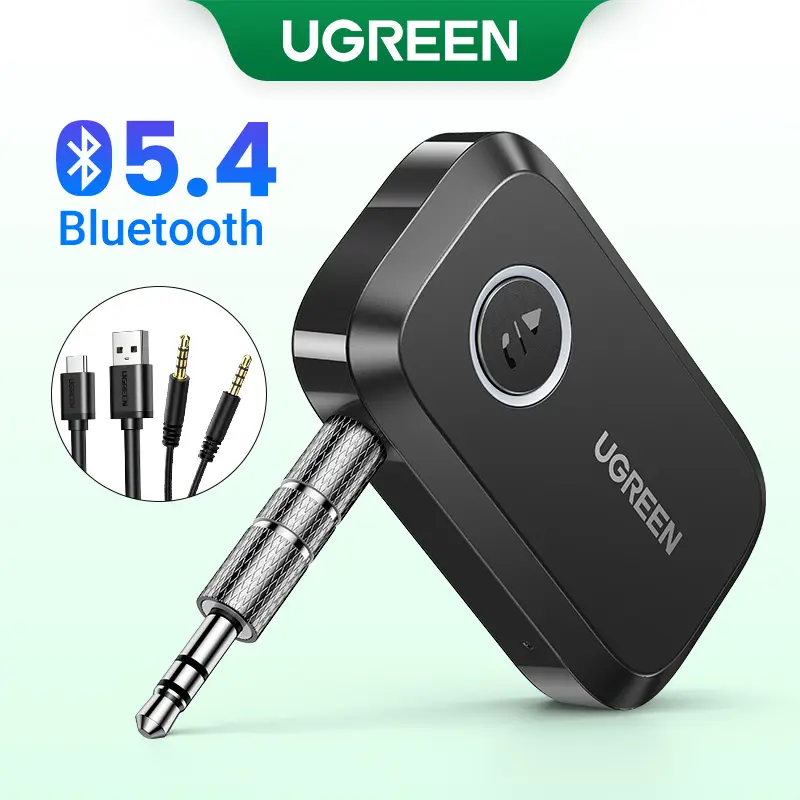 UGREEN 5.4 Aux Bluetooth Adapter for Car, Wireless FM Transmitter, 3.5mm aux Audio Receiver for Home Stereo/Wired Speaker, 15H Battery Life Car Accessories, Bluetoothtransmitter, Automotive,TikTokShopBlackFriday ,TikTokShopJumpstartSale