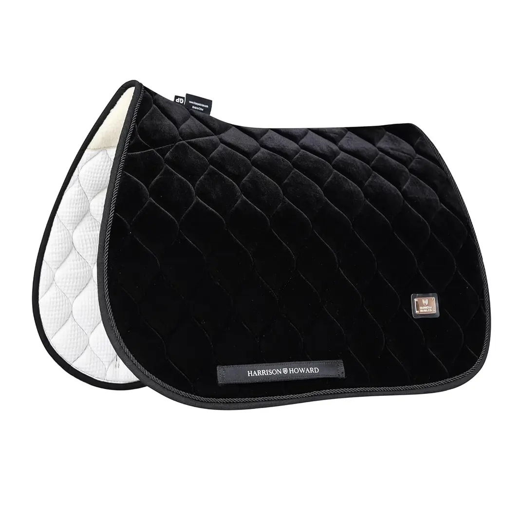 Harrison Howard English All-Purpose Equine Saddle Pad, Quilted Plush Velvet with Shock Absorbing Cushion and Breathable Back Protection