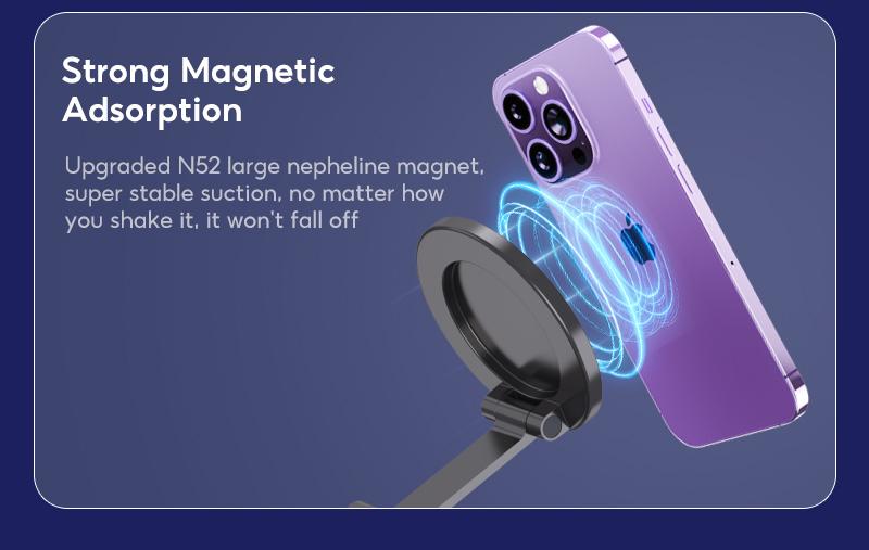 EYD VP05X Magnetic Vacuum Suction Phone Holder, 360° adjustable, strong magnetic adsorption, foldable, universal car and desktop stand.