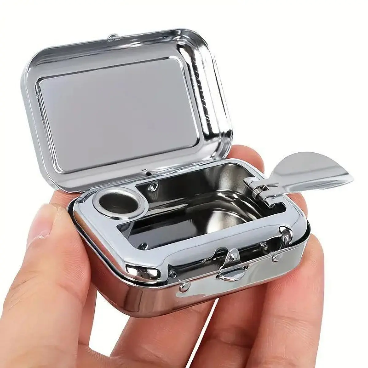 Stainless Steel Ashtray with Lid, Portable Mini Ashtray, Ashtray for Home Office Outdoor, Modern Home Decor, Modern Decorations, Room Decor, Home Decor Accessory