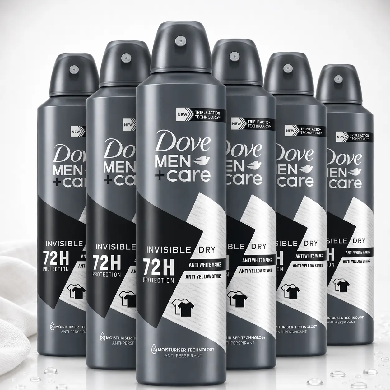 Dove Men+Care Invisible Dry Anti-Perspirant Dry Spray Value Bundle, 72H Triple Action Protection, 5oz/150ml, No Invisible Marks, Odor Control, Male Skin Care Multipack Set
