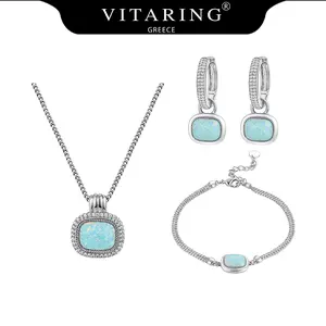 [Buy One Get Free Necklace] VITARING Opal Collarbone Necklace for Women Unique Artisan Design Rhodium Plated Versatile Everyday Office Wear Elevated Affordable Luxury Handmade Jewelry Handmade Fashion Accessory