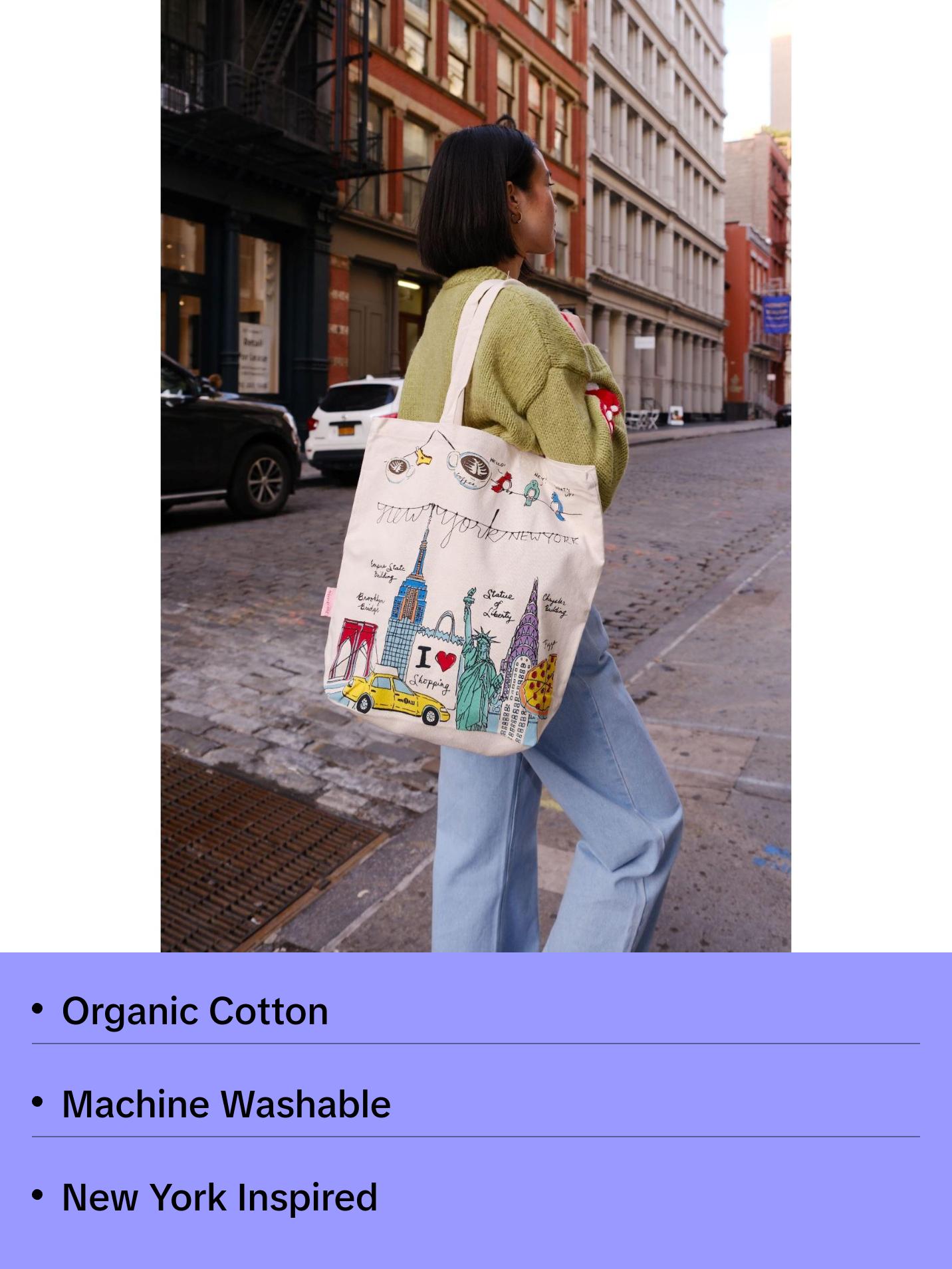 NY Illustration Tote Bag - Versatile Design for Everyday Use, Ideal for Travel and Office Spaces