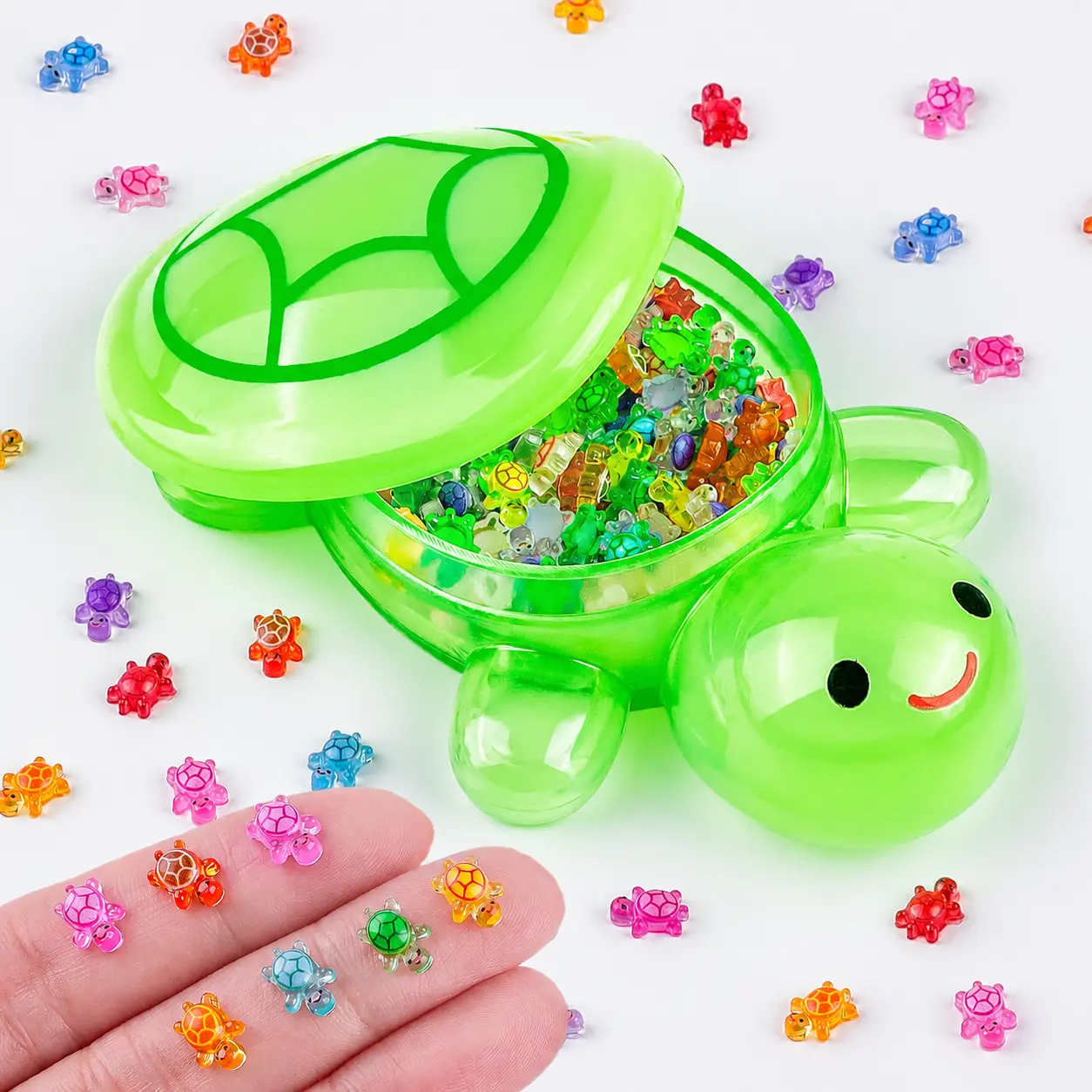 Anboor Resin Turtles - 200 Pcs Tiny 0.35" Resin Turtles with 1 Pc 4.5" Resin Turtle - Glow in The Dark for Fairy Garden Dollhouse Micro Landscaping  GIft for Kids & Adults For Aquarium & Desk Holiday Party & Home Decoration