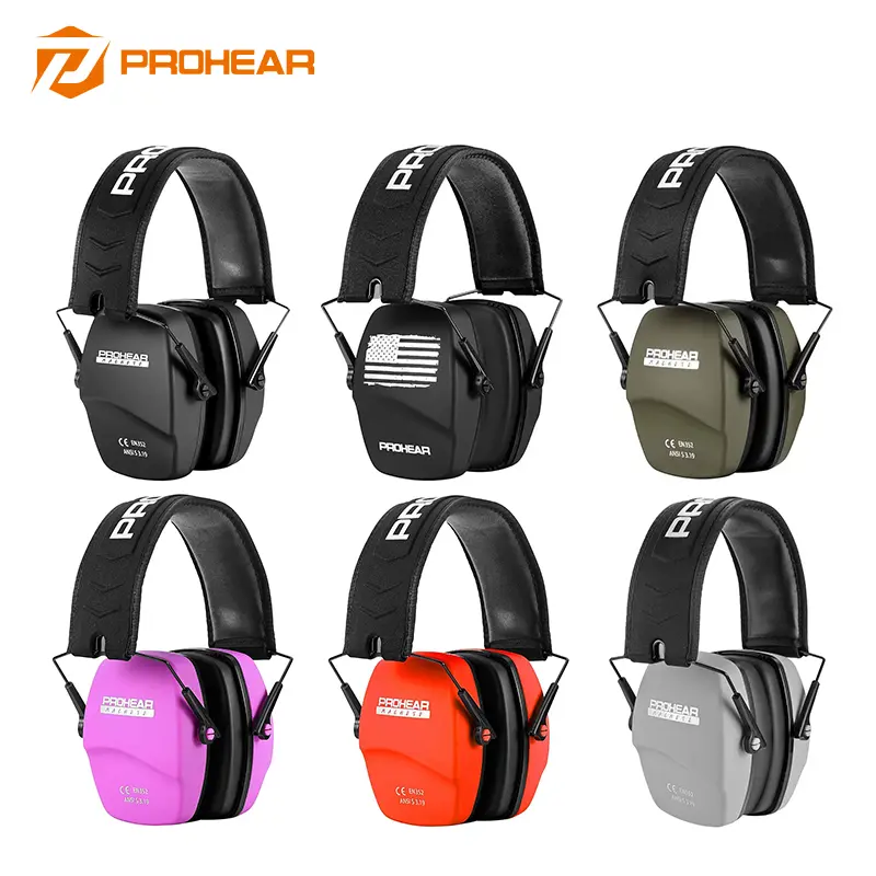 PROHEAR 016 Unisex Compact & Portable Folding ABS Ear Protectors, NRR 26dB ANSI & CE Certified Cost-Effective Durable Comfortable Shooting Hunting Safety Muffs for Adults, Construction Guard, One Size