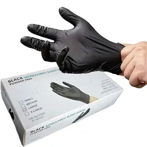 Heavy Duty Black Nitrile Gloves 100PCS | Disposable Latex-Free Food Safe Gloves | Chemical Resistant Cleaning Gloves | Cooking, BBQ, Kitchen, Tattoo, Hair Dye, DIY Work Gloves