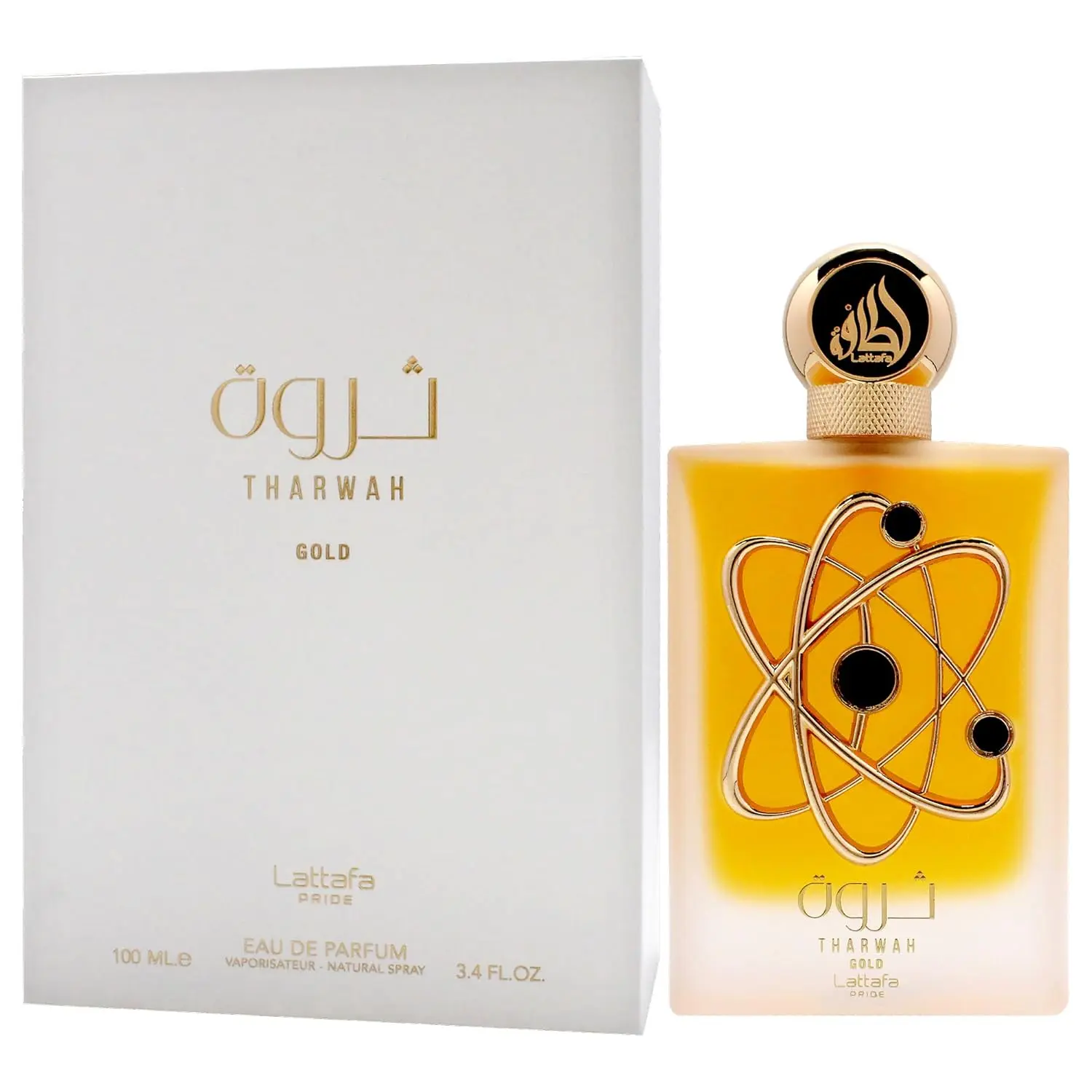 Lattafa Tharwah Gold Eau de Parfum Spray, Sweet Floral Perfume for Women with Vanilla, Jasmine, and Amber Notes, 3.4 oz, Perfumes For Women