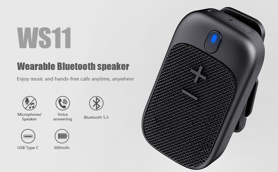 Wearable Bluetooth Speaker - Magnetic Clip-On Wireless Portable Outdoor Speakers- Clip Waterproof Speaker with Microphone -Hands-Free Music & Calls Wearable Bluetooth Speaker - Magnetic Clip-On Wireless Portable Outdoor Speakers- Clip Waterproof Speaker with Microphone -Hands-Free Music & Calls