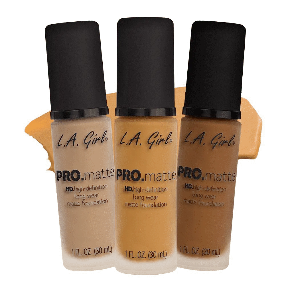 L.A. Girl PRO.Matte Foundation HD High Definition Long Wear Matte Finish 30 mL Suede-like Finish Cruelty-free Vegan Makeup Concealer Beige Pigment