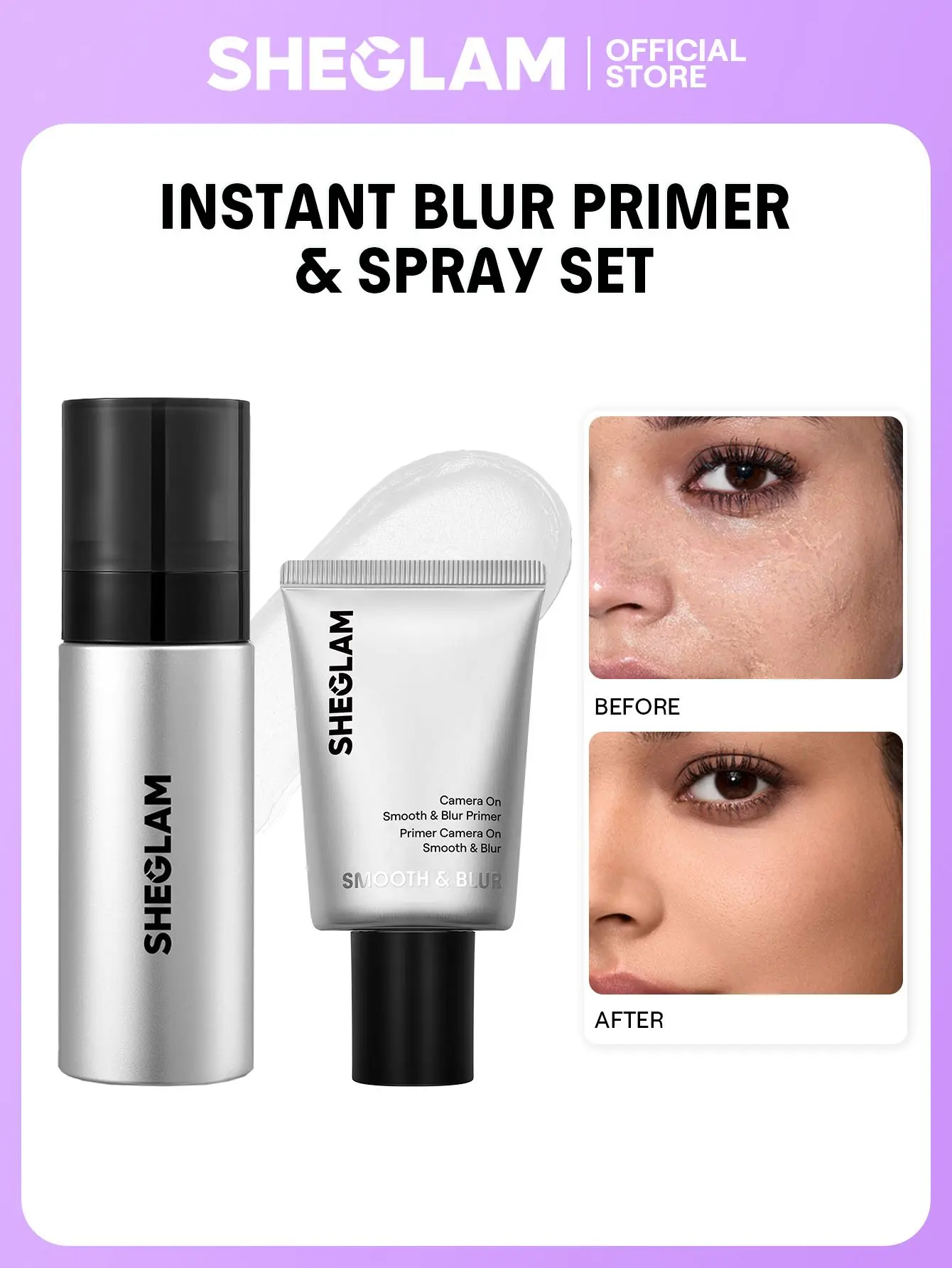 【FREE SHIPPING】SHEGLAM Camera On Smooth and Blur Primer Setting Spray Oil Control Waterproof Soft Focus Blurring Effect Smooth Matte Finish Long Lasting Cosmetic