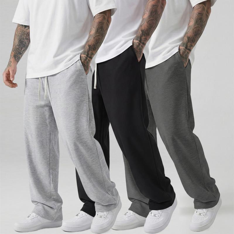 Men's Casual Jogger Pants - Straight-leg loose fit, elastic waistband with drawstring, side pockets, all-season comfort, athletic style long pants, knit fabric, durable material Men's Casual Jogger Pants - Straight-leg loose fit, elastic waistband with drawstring, side pockets, all-season comfort, athletic style long pants, knit fabric, durable material