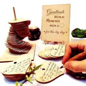 1 set Heart-Shaped Guest Book for Weddings – Rustic Wedding Decorations, Message & Blessing Collection, Keepsake for Reception and Ceremony