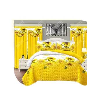 8-Piece Pink Floral Bedspread & Bedskirt Set with Valance Curtains – Complete Butterfly Bedroom Bedding Set (Queen/King/Cal King)