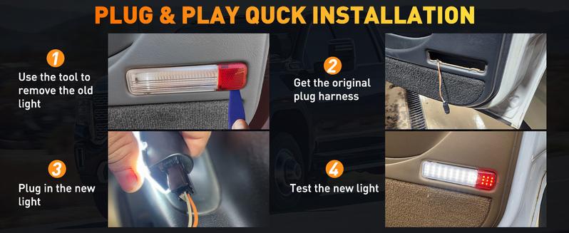 Nilight 2PCS LED Interior Door Panel Light Courtesy Warning Lights White Red for Chevy GMC Silverado Sierra 1500 2500 3500 HD Suburban Cadillac Escalade Hummer H2