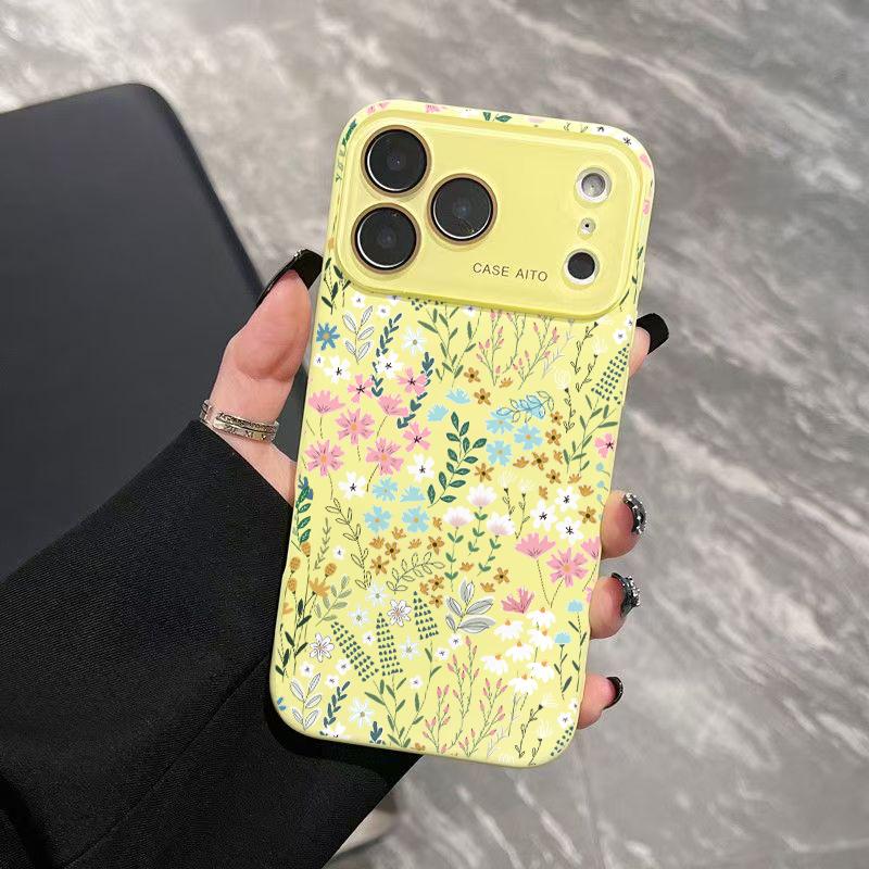 Fresh Floral Print Phone Case for iPhone 17 Pro Max 17Air 17 16E 16 15 14 13 12, Ultra Skin-Friendly TPU, All-Inclusive Glass Lens Protection, Aesthetic Flower Pattern Gift, Dopamine Ins Style Summer Cover, Shockproof Slim Case, Lens Window Design