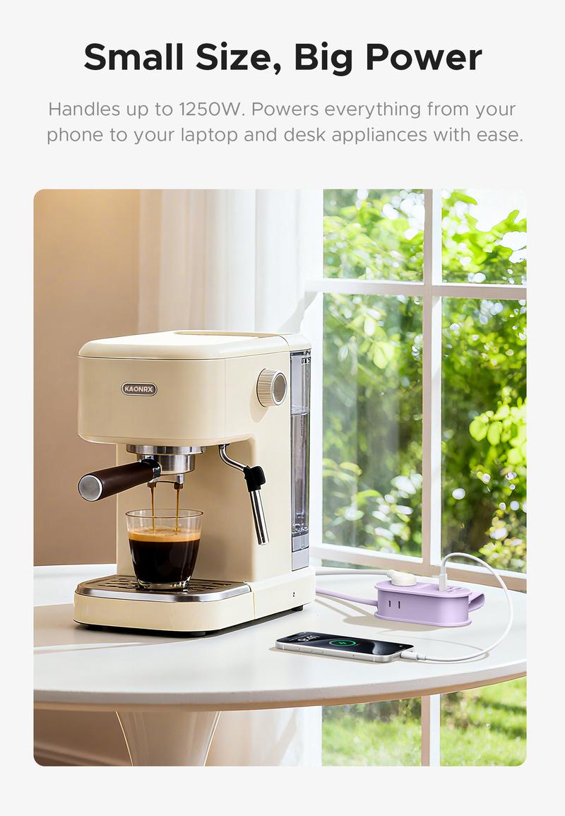 ORICO Upgraded 7-in-1 Travel Power Strip,2 Outlets & 4 USB Ports (2TYPE-C+2USB-A), 65W Fast Charging, Compact for Cruise, Hotel, Dorm, and Travel Essentials- TK