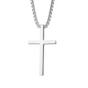 Glossy Titanium Steel Cross Necklace for Men